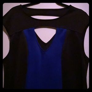Torrid Top Black & Blue Colorblock Scuba, size 2